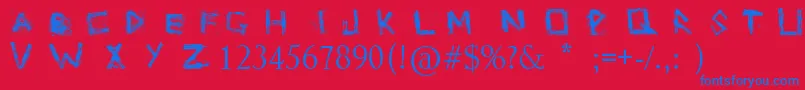 GrungeZindaBad-Schriftart – Blaue Schriften auf rotem Hintergrund