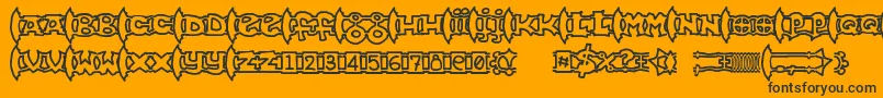 Ogrejuice2-Schriftart – Schwarze Schriften auf orangefarbenem Hintergrund