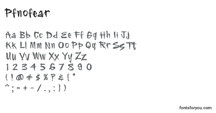 Schriftart Pfnofear – Alphabet, Zahlen, spezielle Symbole