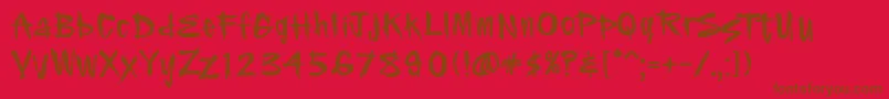Pfnofear Font – Brown Fonts on Red Background