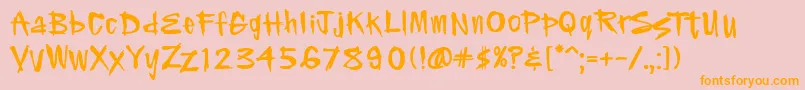 Pfnofear Font – Orange Fonts on Pink Background