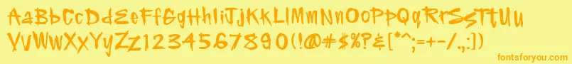 Pfnofear Font – Orange Fonts on Yellow Background