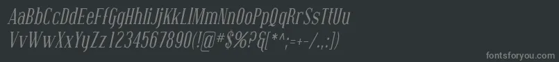 フォントCovingtonCondItalic – 黒い背景に灰色の文字