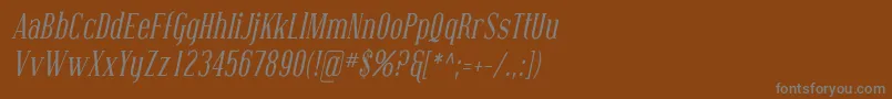 CovingtonCondItalic-Schriftart – Graue Schriften auf braunem Hintergrund