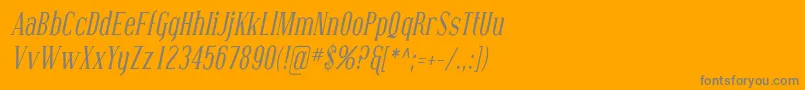 CovingtonCondItalic-Schriftart – Graue Schriften auf orangefarbenem Hintergrund