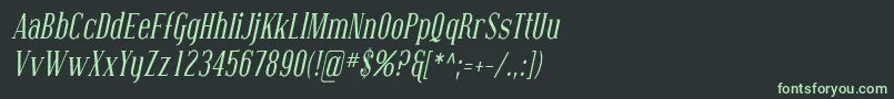 フォントCovingtonCondItalic – 黒い背景に緑の文字