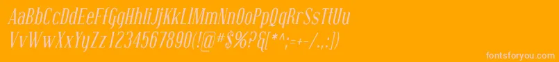 CovingtonCondItalic-Schriftart – Rosa Schriften auf orangefarbenem Hintergrund