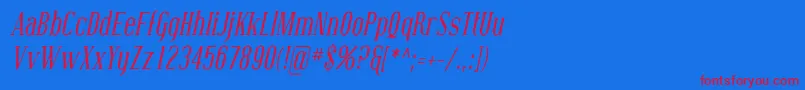 CovingtonCondItalic Font – Red Fonts on Blue Background