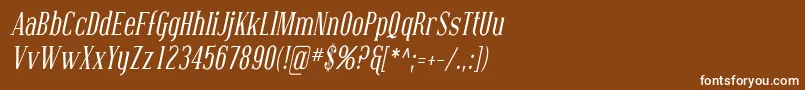 CovingtonCondItalic-Schriftart – Weiße Schriften auf braunem Hintergrund