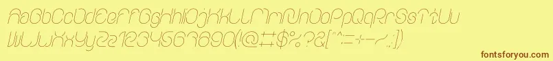 フォントEverythingItalic – 茶色の文字が黄色の背景にあります。