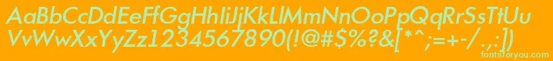 Futur19 Font – Green Fonts on Orange Background