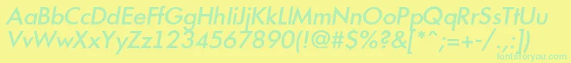 Czcionka Futur19 – zielone czcionki na żółtym tle
