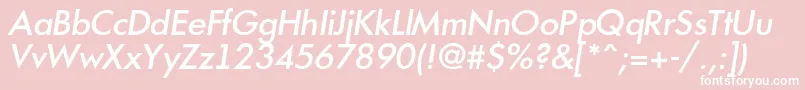 Futur19-Schriftart – Weiße Schriften auf rosa Hintergrund