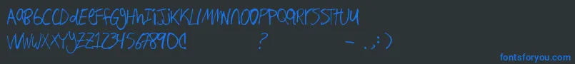 Hand Writing Font – Blue Fonts on Black Background