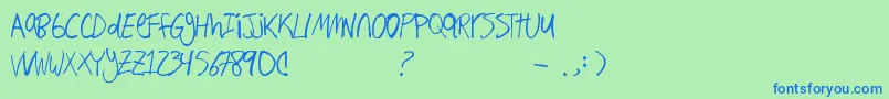 Hand Writing Font – Blue Fonts on Green Background