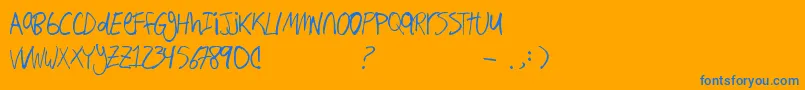 Hand Writing Font – Blue Fonts on Orange Background