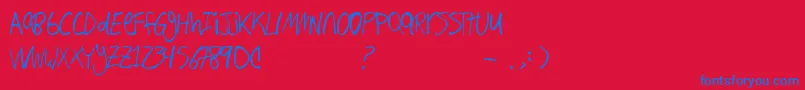 Hand Writing Font – Blue Fonts on Red Background