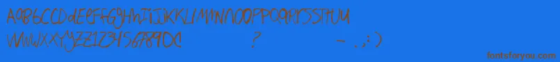 Hand Writing Font – Brown Fonts on Blue Background