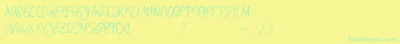 Hand Writing Font – Green Fonts on Yellow Background