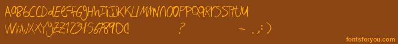 Hand Writing Font – Orange Fonts on Brown Background