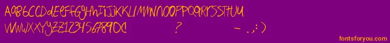 Hand Writing Font – Orange Fonts on Purple Background