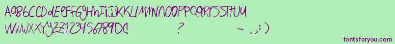 Hand Writing Font – Purple Fonts on Green Background