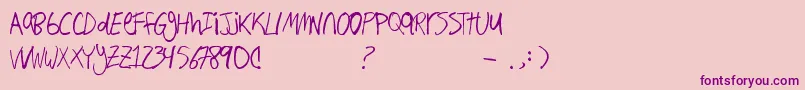 Hand Writing Font – Purple Fonts on Pink Background