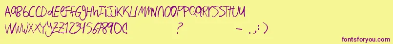 Hand Writing Font – Purple Fonts on Yellow Background