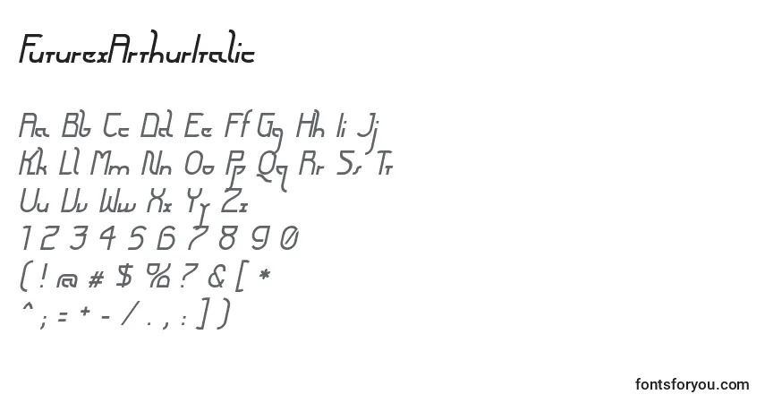 Fuente FuturexArthurItalic - alfabeto, números, caracteres especiales