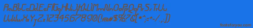 フォントFuturexArthurItalic – 茶色の文字が青い背景にあります。