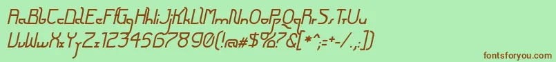 Fonte FuturexArthurItalic – fontes marrons em um fundo verde