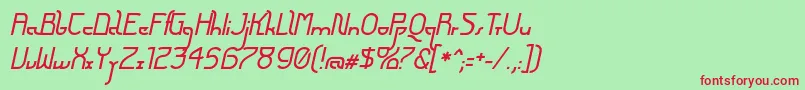 Fonte FuturexArthurItalic – fontes vermelhas em um fundo verde