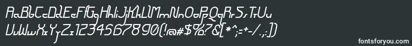 FuturexArthurItalic-fontti – valkoiset fontit mustalla taustalla
