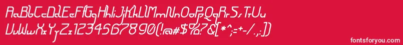 Fonte FuturexArthurItalic – fontes brancas em um fundo vermelho