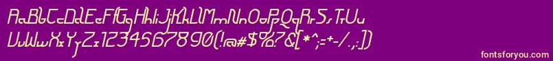FuturexArthurItalic-fontti – keltaiset fontit violetilla taustalla