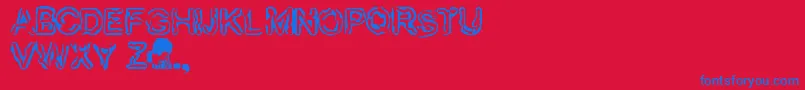 Finger-Schriftart – Blaue Schriften auf rotem Hintergrund