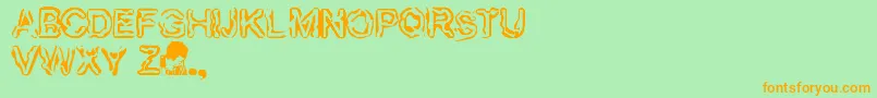 Finger Font – Orange Fonts on Green Background