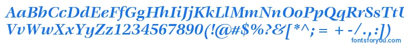 Fonte ItcVeljovicLtBoldItalic – fontes azuis em um fundo branco