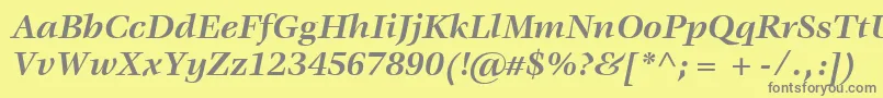フォントItcVeljovicLtBoldItalic – 黄色の背景に灰色の文字