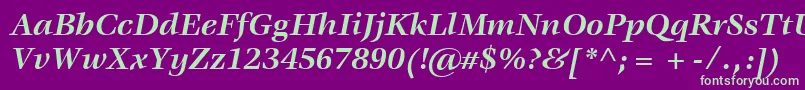 ItcVeljovicLtBoldItalic-Schriftart – Grüne Schriften auf violettem Hintergrund