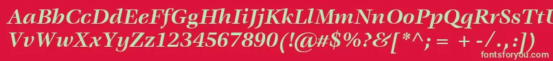 ItcVeljovicLtBoldItalic Font – Green Fonts on Red Background