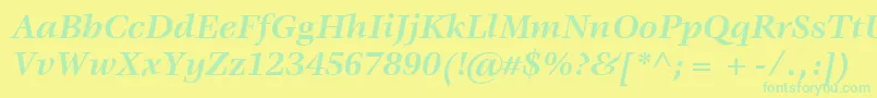 ItcVeljovicLtBoldItalic Font – Green Fonts on Yellow Background