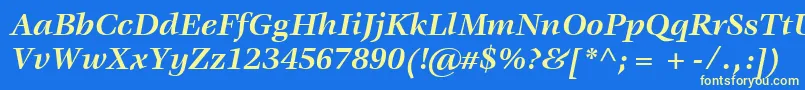 ItcVeljovicLtBoldItalic-Schriftart – Gelbe Schriften auf blauem Hintergrund