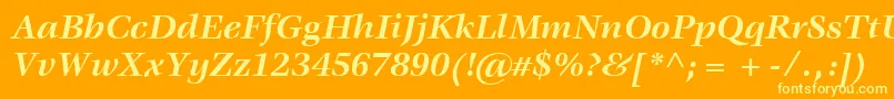 ItcVeljovicLtBoldItalic-Schriftart – Gelbe Schriften auf orangefarbenem Hintergrund