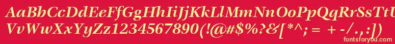 フォントItcVeljovicLtBoldItalic – 黄色の文字、赤い背景