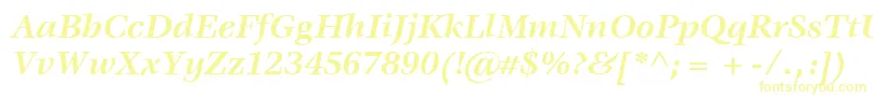 Fonte ItcVeljovicLtBoldItalic – fontes amarelas em um fundo branco