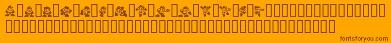 Megaman2.Themang-Schriftart – Braune Schriften auf orangefarbenem Hintergrund