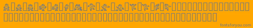 Megaman2.Themang-Schriftart – Graue Schriften auf orangefarbenem Hintergrund