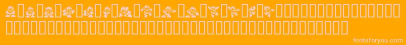 Megaman2.Themang-Schriftart – Rosa Schriften auf orangefarbenem Hintergrund