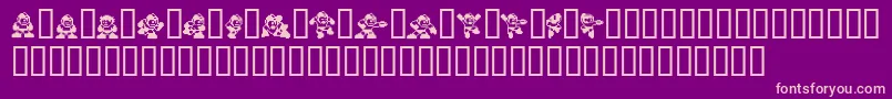 Megaman2.Themang-Schriftart – Rosa Schriften auf violettem Hintergrund